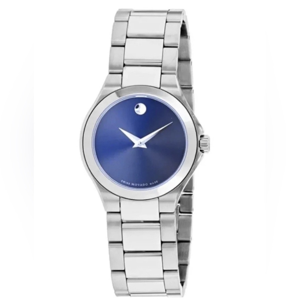 New Movado Defio Women’s Blue Dial  Stainless Steel Watch 0607309